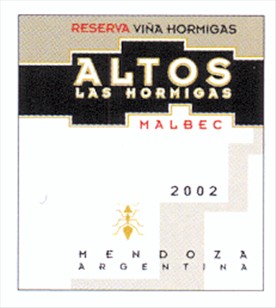 Altos Las Hormigas Malbec Reserva Viña Hormigas 2002