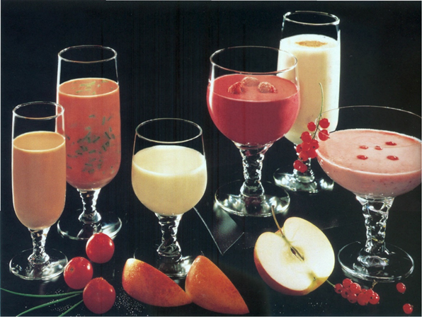 Grønsagsmælk, Tomatkefir, Fersken-, Hindbær-, Æble- og Ribs drink